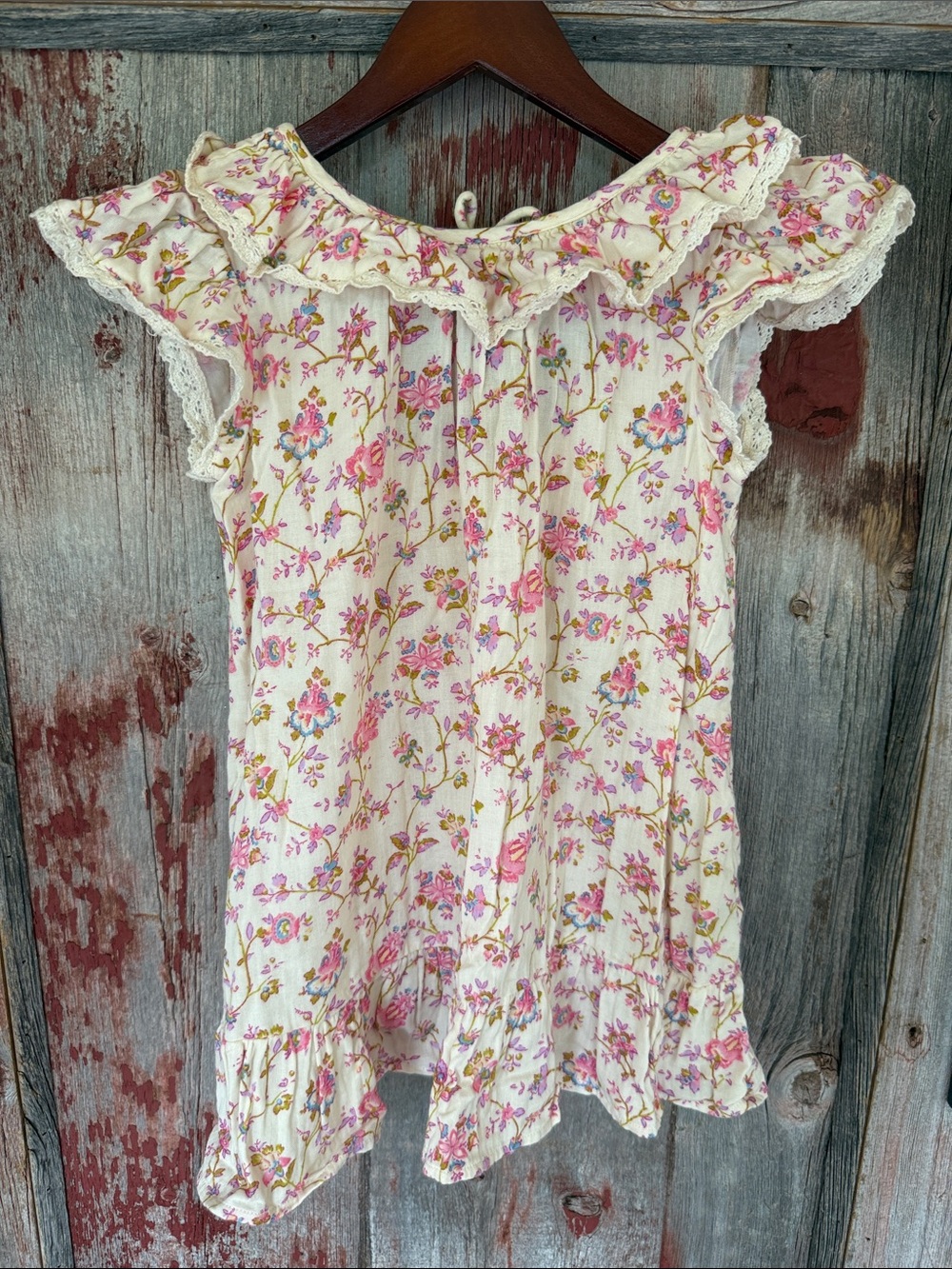 Louise Misha Like New Girls' Cream Floral Ruffle Dress